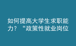 如何提高大學(xué)生求職能力？“政策性就業(yè)崗位”有哪些？這個(gè)培訓(xùn)班全講了！