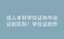 成人本科學(xué)位證和畢業(yè)證的區(qū)別！學(xué)位證的作用！ 