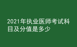2021年執(zhí)業(yè)醫(yī)師考試科目及分值是多少