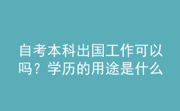 自考本科出國工作可以嗎？學(xué)歷的用途是什么 