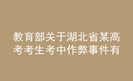 教育部關于湖北省某高考考生考中作弊事件有關情況的通報