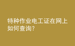 特種作業(yè)電工證在網(wǎng)上如何查詢？
