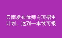 云南發(fā)布優(yōu)師專項招生計劃，達到一本線可報考