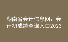 湖南省會計信息網：會計初成績查詢入口2023