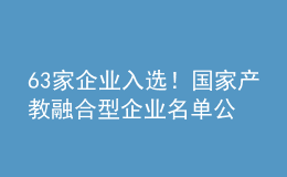 63家企業(yè)入選！國家產(chǎn)教融合型企業(yè)名單公示