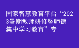 國家智慧教育平臺(tái)“2023暑期教師研修暨師德集中學(xué)習(xí)教育”專題結(jié)業(yè)