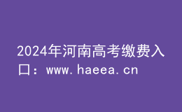 2024年河南高考繳費(fèi)入口：www.haeea.cn
