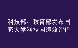 科技部、教育部發(fā)布國家大學(xué)科技園績效評價結(jié)果