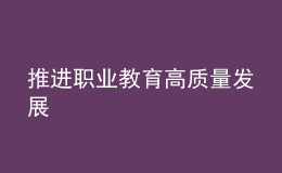 推進職業(yè)教育高質量發(fā)展