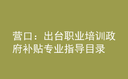 營口：出臺職業(yè)培訓(xùn)政府補(bǔ)貼專業(yè)指導(dǎo)目錄
