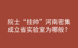 院士“掛帥”河南密集成立省實(shí)驗(yàn)室為哪般？