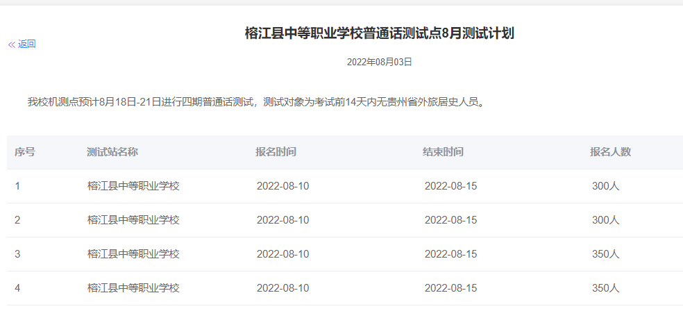 2022年貴州黔東南榕江縣普通話報名入口（已開通）