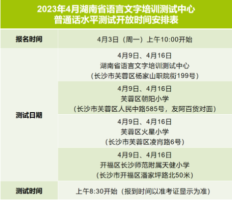 2023年4月湖南普通話報名入口已開通